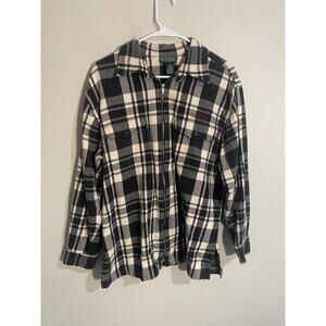 Lauren Ralph Lauren Women’s Full Zip Black White Plaid Shirt Jacket Size L